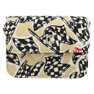 Chanel Satin Chain Mini Matelasse 12 Crossbody Bag Beige